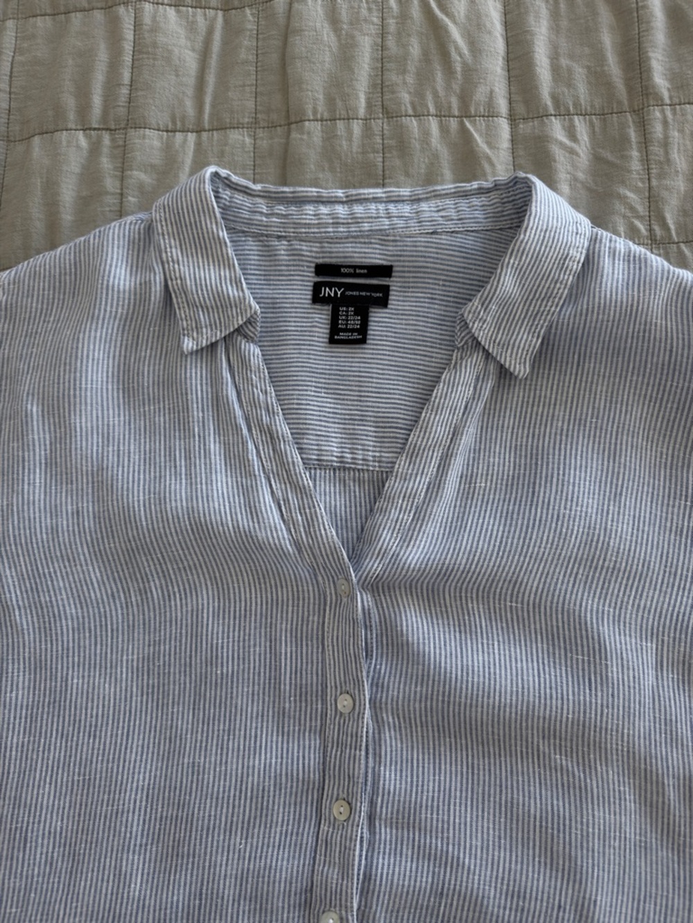 JNY 100% linen striped shirt